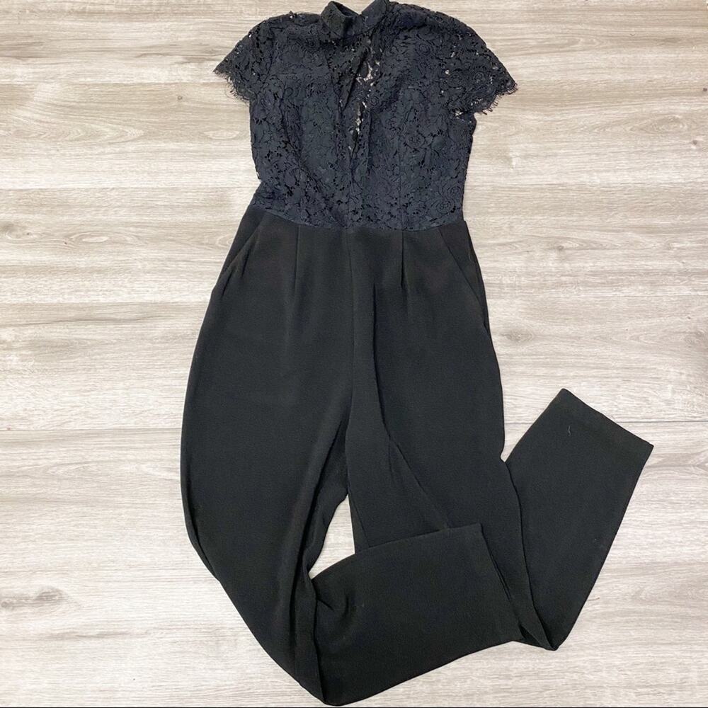 Dynamite Lace Top V-neck Jumpsuit Black S